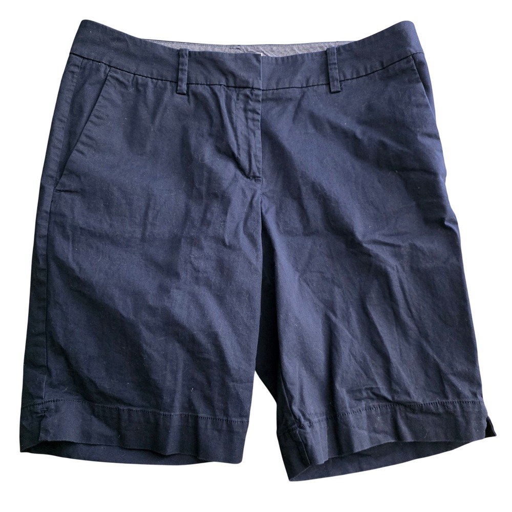Nautica Womens Navy Blue Chino Shorts Size 8 Stretch Cotton Preppy Nautical